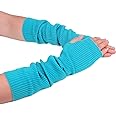 F Flammi Cashmere Blended Arm Warmer for Women Winter Fingerless Gloves Knit Mitten Gloves Wrist Warmer with Thumb Hole