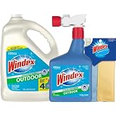 Windex Outdoor Window and Glass Cleaner for Hose - 32oz Botle + 128oz Refill (160oz Total) Ammonia Free, Concentrated Formula for Deep Outdoor Clean, Patio Cleaner, Compatible With All Hoses