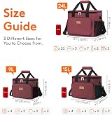 Lifewit Lunch Bag 24L Insulated Cooler Burgundy 40 Cans Soft Tote view 4