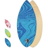 iBOARD 41&rdquo; Skipper Skimboard with Colored EVA Grip Pad | High Gloss Clear Coat Wooden Skim Boards for Beginners, Teenagers and Adults Beach Skimboard 3 Color Traction Pad to Choose