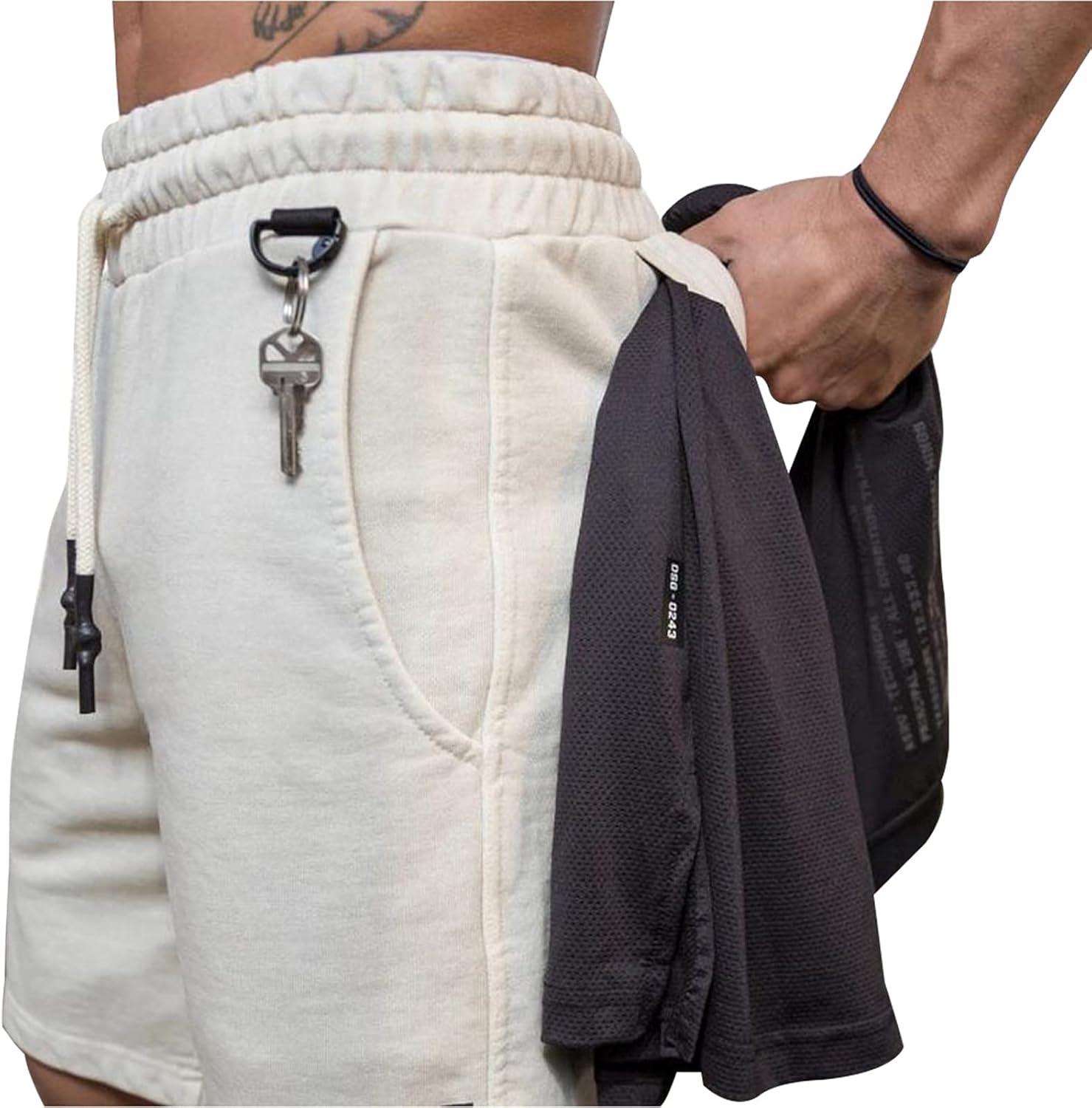 CLOUSPO Men's Sports Shorts with Zip Pocket with Key Chain Gym Sports