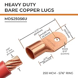 SELTERM 2pcs 250 MCM 5/16" Stud Copper Wire