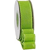 SDZMDL Burlap Wired Ribbon 1 Inch, Solid Ribbon with Wird Edge for St. Patrick's Day Gift Wrapping, Bow, Wreath, Easter Decoration, 10 Yards/Roll.(Lime Green)