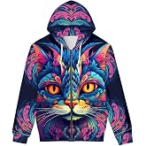 GLUDEAR Unisex Realistic 3D Digital Print Full Zip Hoodie Jackets Hooded Sweatshirt