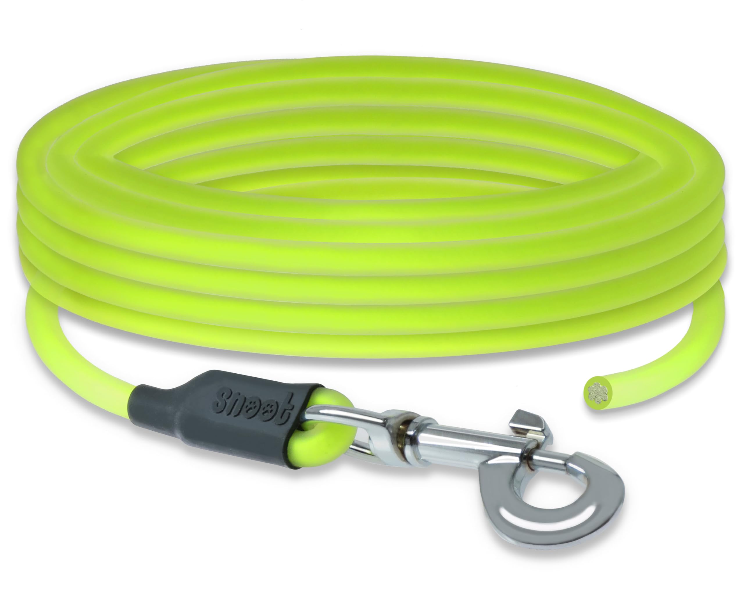 Neon Yellow 15m Round Drag Training Leash - Very Sturdy, Dirt & Water Repellent