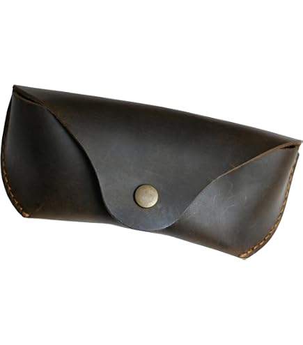 ZLYC Genuine Leather Semi Hard Eyeglass Case with Belt Loop, Black