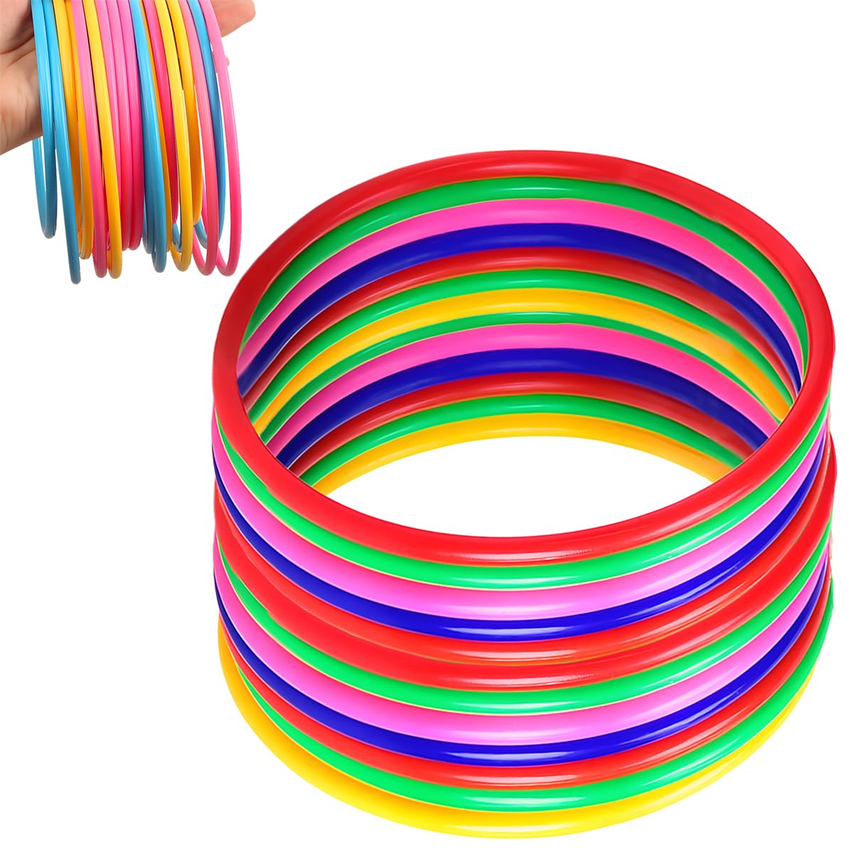 Photo 1 of 12 Pcs Colorful Plastic Ring Toss Outdoor Activity Games for Sports Practice Speed Agility Training, Random Colors (4.72 Inch - 12Pcs)