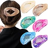 Atoden Marble Flat Round Hair Clips Duckbill Large Claw Clips for Thick Medium Thin Hair 6Pcs Non Slip Oval French Barrettes Accessories for Women Girls