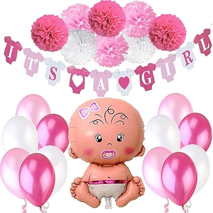 Decorazioni Festa Nascita Bambina Festone E Femmina It S A Girl 1 Palloncino Rosa A Bimba Neonata Femminuccia 8 Pompoms 12 Palloncini Accessori Battesimo E Baby Shower Amazon It Casa E Cucina