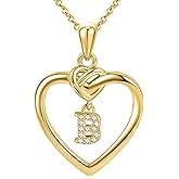 FEZODO Heart Initial Necklaces for Women Girls Kids, Dainty 18K Gold Plated Heart Initial Necklace Teen Girl Gifts Trendy Stuff Cute Letter Pendant Necklace Birthday Gifts for Women Girls Gold Jewelry
