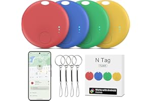 LOCGUAXRD Smart Tags-4 Pack for Android Tracker Tags, Bluetooth Tracker, Work with Google's Find Hub App, Item Finder for Keys, Item Locator for Wallet, Suitcases, Pets