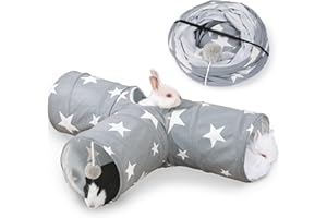 JanYoo Guinea Pig Tunnel 3 Way Guinea Pigs Hideout Foldable Small Animal Hideaway Play Tube Toys for Bunny Rabbit Hedgehogs Hamster Chinchilla Ferret Accessories