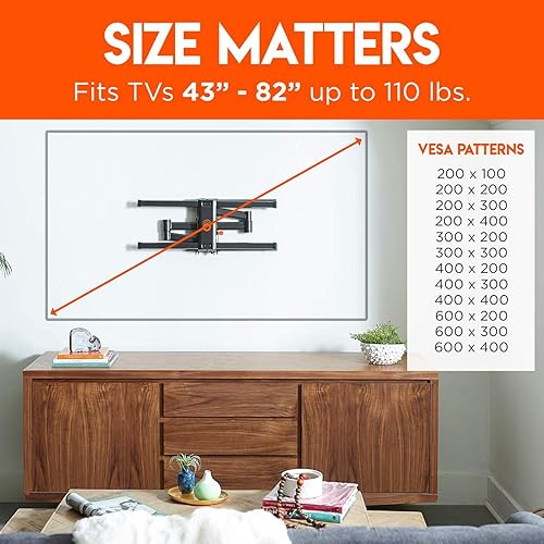 ECHOGEAR Full Motion TV Wall Mount For 82" Screens With Soundbar Bracket