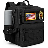 flipfit 9L Mini Tactical Backpack Small Military Gym Bag for Men Women Molle Daypack Camping Backpack with Patch (Black)