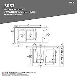 ANZZI Walk In Tub 53'' x 30'' Left Drain Soaking