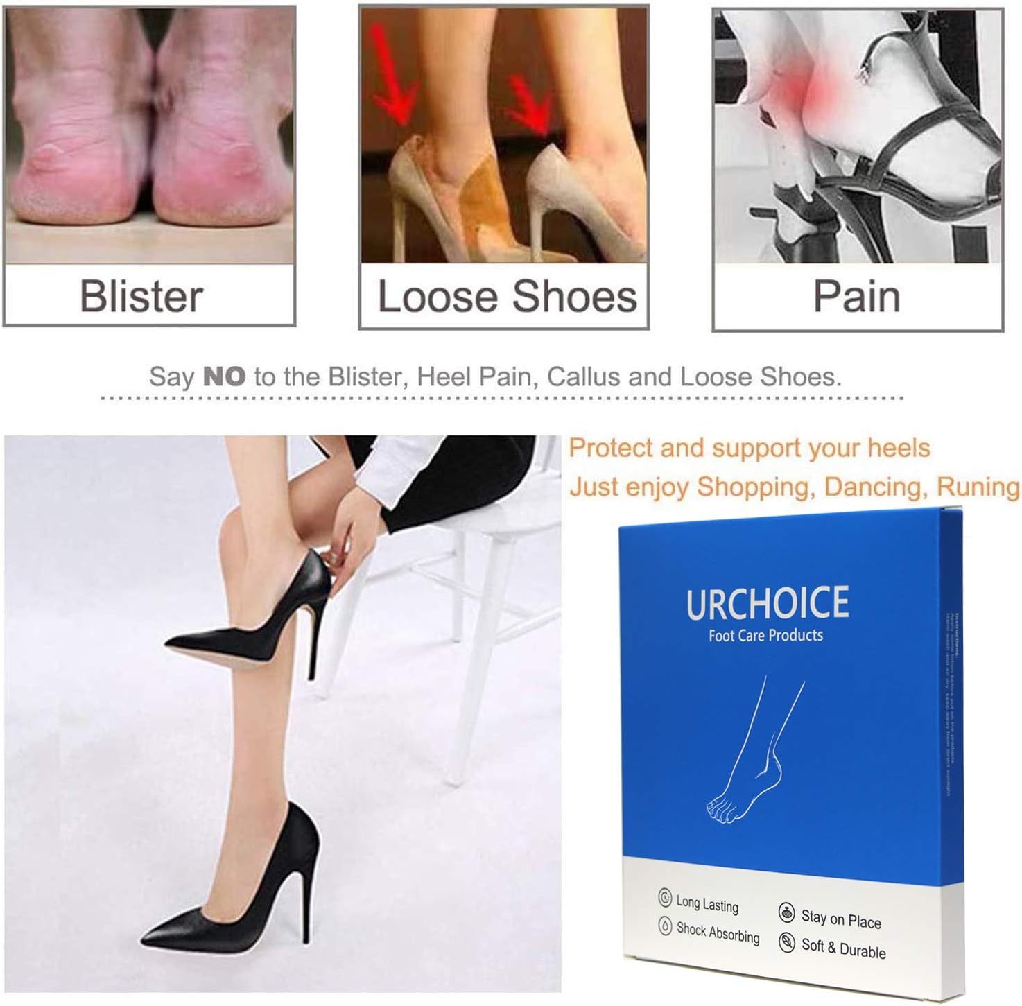 Heel Cushion Inserts, Reusable Soft Shoe Inserts Heel Cushion Pads Self-Adhesive Foot Care Protector Grips Liners Loose Shoes - Heel Pain Relief Bunion Callus Blisters- 6 Pairs: Health & Personal Care
