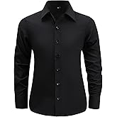 BlissBuggy Boys Dress Shirt Wrinkle-Free Stretch Button Down Shirts Kids Long Sleeve Formal School Uniform Shirt