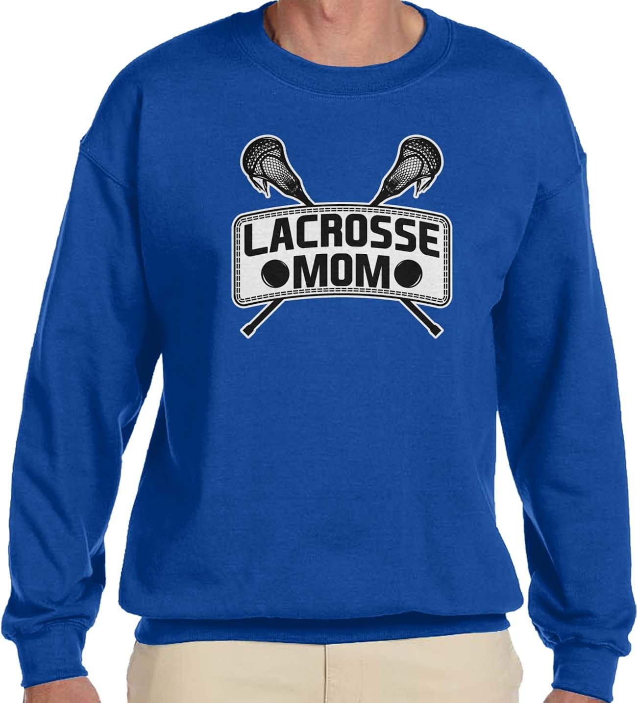 Amdesco Men's Lacrosse Mom Lax Crewneck Sweatshirt Clothing