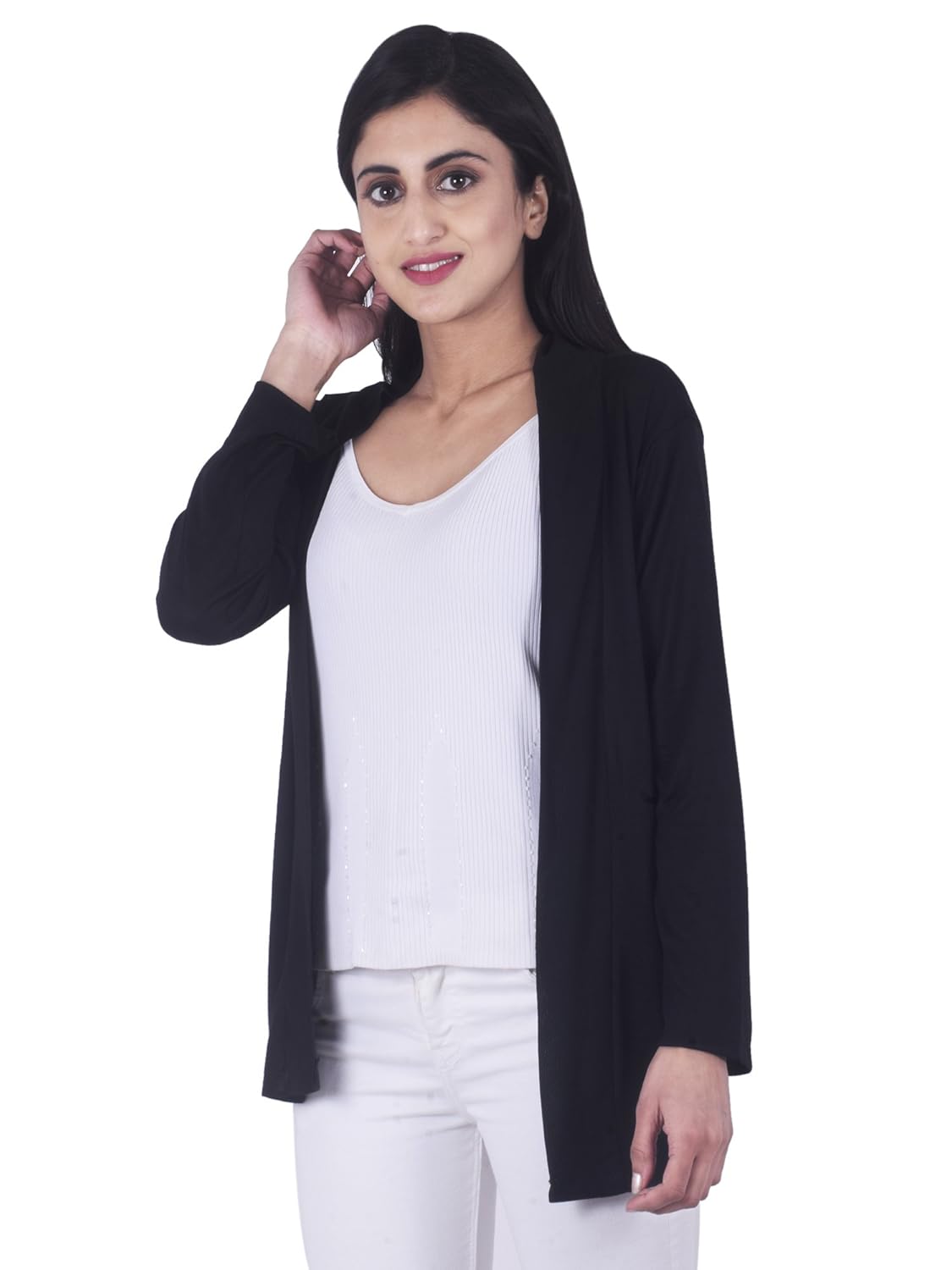 chetna creations women's 3/4 sleeves solid shrug