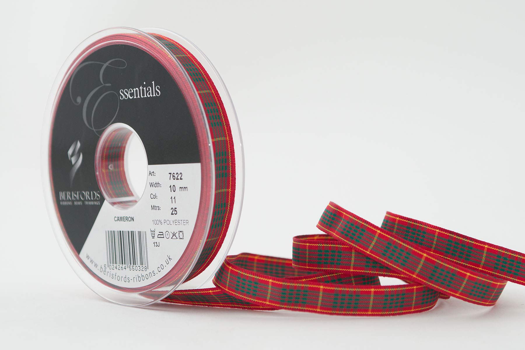 Berisfords Polyester Tartan, Cameron, 10.4 x 10.4 x 1.6 cm