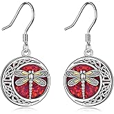 AXOMY Scottish Thistle/Dragonfly/Button/Angel Wings 925 Sterling Silver Dangle Earrings Jewelry Gift for Women