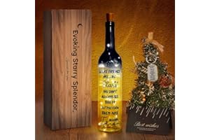 Healemo 2024 Unique Christmas Gifts for Women - Friendship Friend Gifts for Women, Wine Bottle Lights with Cork, Birthday Friendship Gift Ideas for Women Who Have Everything Girls Boys (Black)