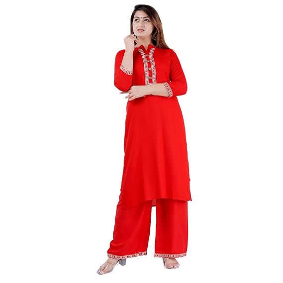 Rayon Ethnic Kurta with Palazzo Set for Women's and Girl's