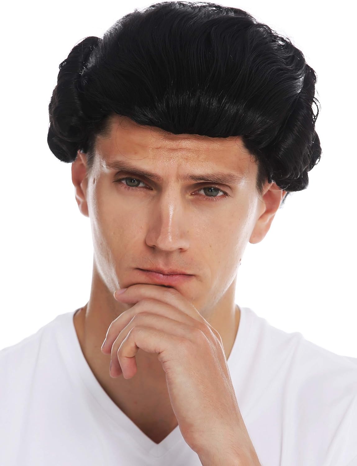 WIG ME UP - VK-31-1B wig men man historic baroque renaissance black braid noble man, Velvet black (1B) - Image 3