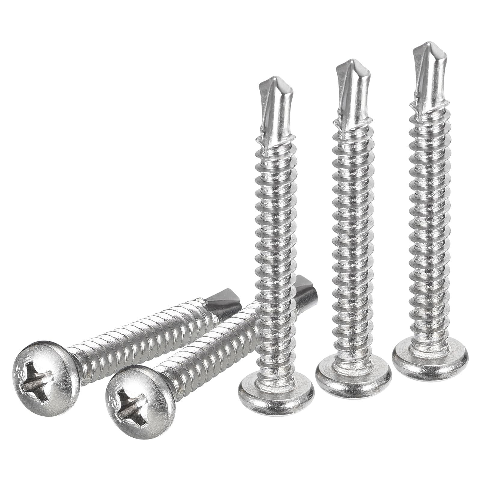 DTGN #10x1-1/2" Pan Head Self Drilling Screws - 50Pack - 410 Stainless Steel Phillips Drive Self Tapping Sheet Metal Screws — image 1