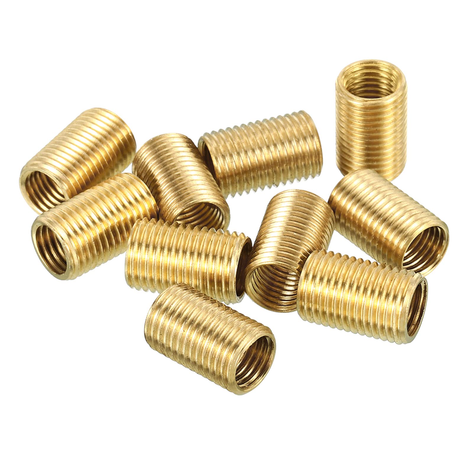 PATIKIL M10 to M8 Fine Thread Adapter Reducer Thread Reducing Nuts Insert, 10 Pack 15mm Threaded Hollow Tube Adapter Brass Coupler Connector Pipe Fitting
