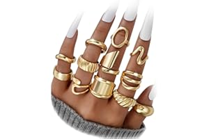 12 PCS Chunky Gold Stackable Rings for Women Non Tarnish, 18K Gold Plated Open Stacking Knuckle Ring Set