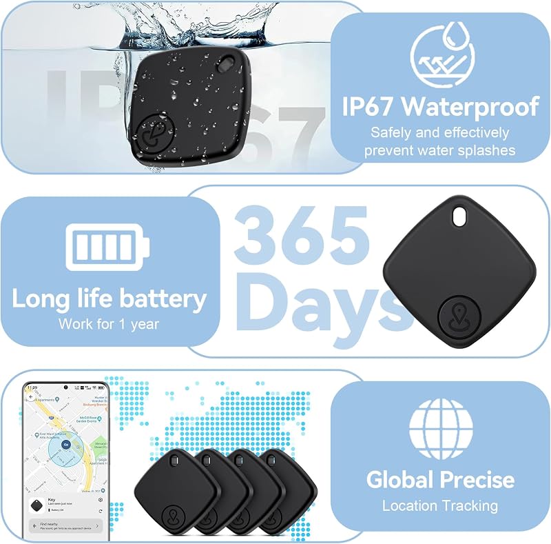 Air Tracker Android, 4 Pack Smart Tracker Tag, Bluetooth Locator