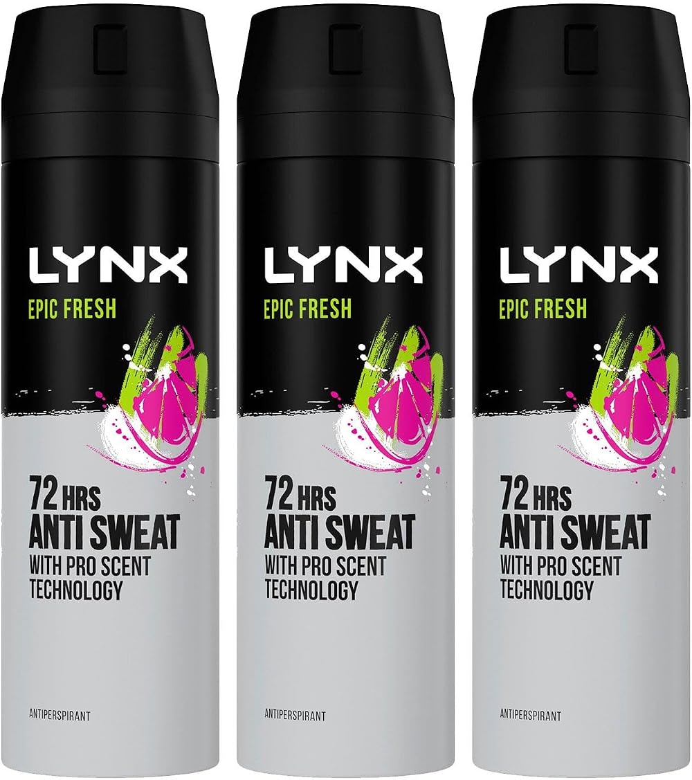 Lynx Epic Fresh Anti-Perspirant Deodorant Spray 200ml 3 Pack