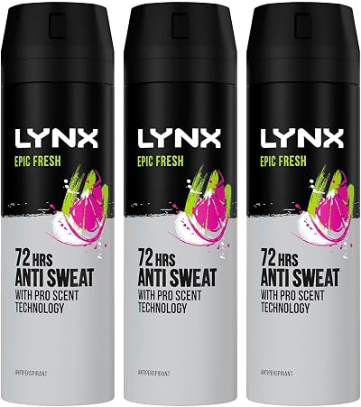 Lynx Epic Fresh Anti-Perspirant Deodorant Spray 200ml 3 Pack