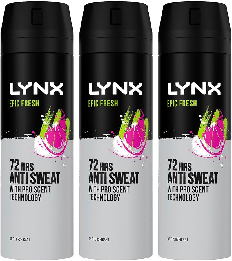 Lynx Epic Fresh Anti-Perspirant Deodorant Spray 200ml 3 Pack