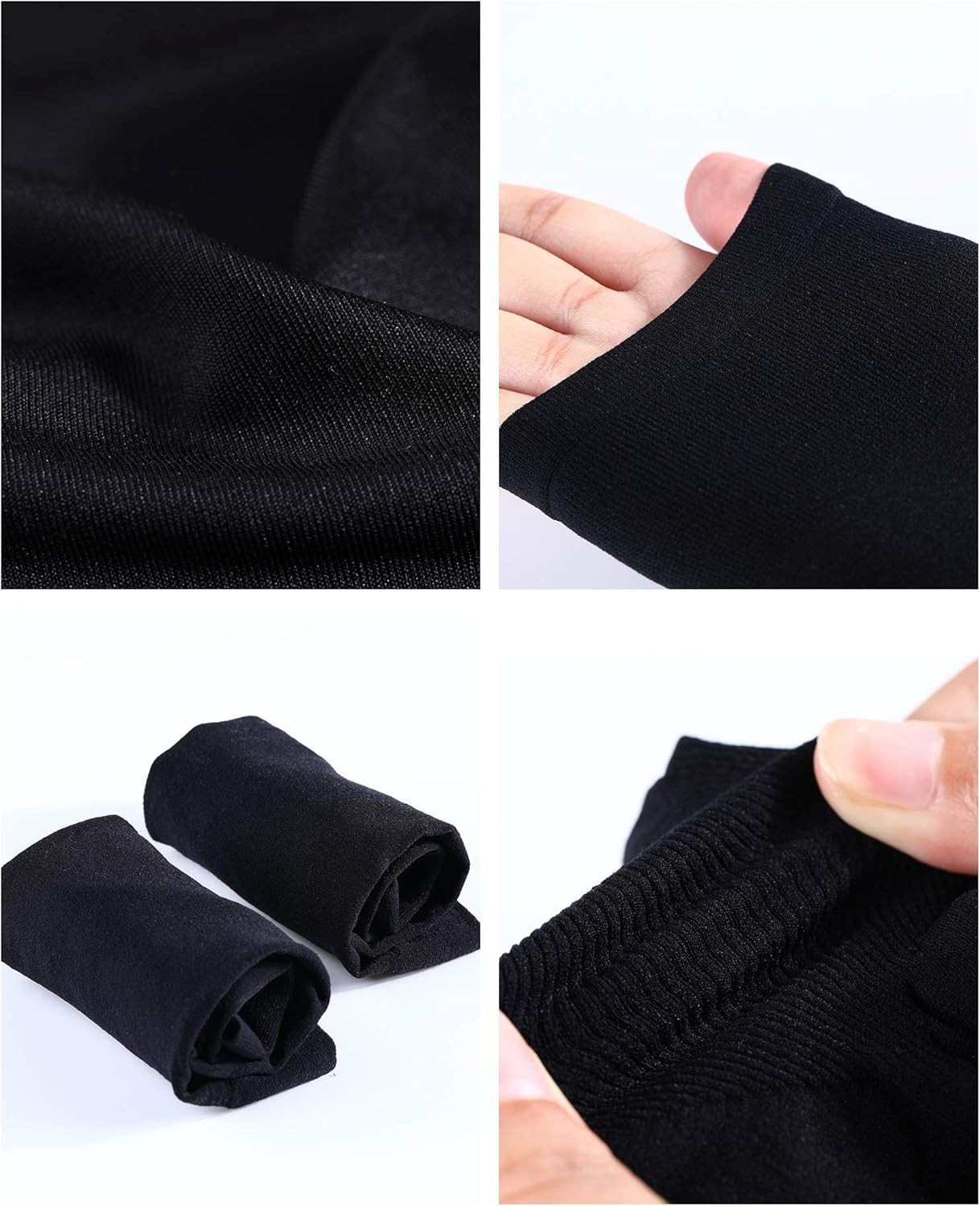 10 Pairs Cooling Sun Sleeves UV Protection Arm Sleeves Arm Cover Sleeve for Men Women (Black, Knitted Ice Silk) : Clothing