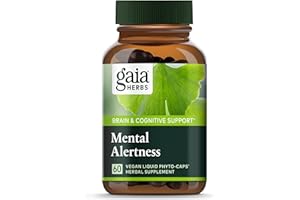 Gaia Herbs Mental Alertness - Brain Support Supplement to Help Maintain Focus & Memory* - with Eleuthero, Ginkgo Leaf, Gotu Kola, Rosemary & Oats - 60 Vegan Liquid Phyto-Capsules (15-Day Supply)