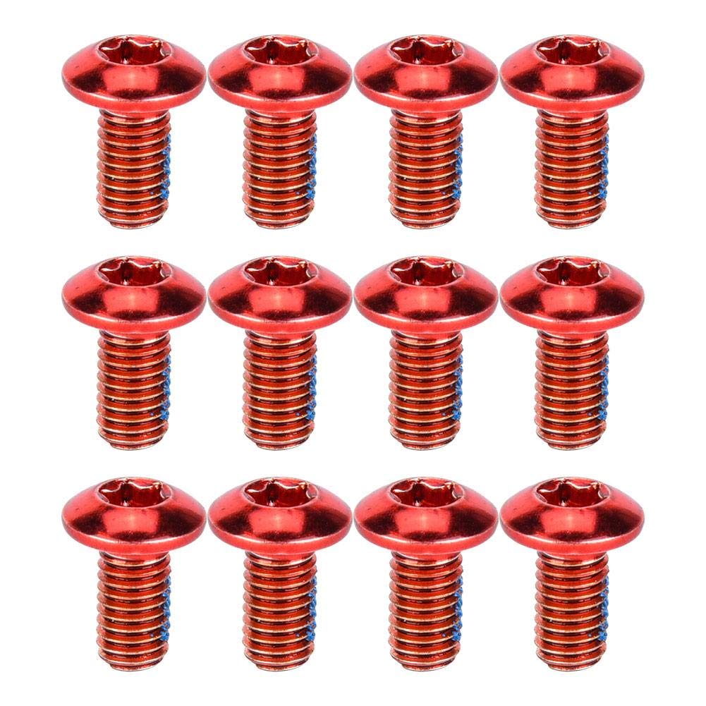 Alomejor 12PCS Bike T25 Screws Steel Bicycle Disc Brake Screws T25 Screws for Mountain Bike Cycling Supplies (Red)