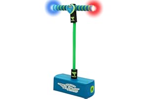 Flybar My First Foam Pogo Jumper for Kids Fun and Safe Pogo Stick for Toddlers, Durable Foam and Bungee Jumper for Ages 3 and up, Supports up to 250lbs (Blue LED)