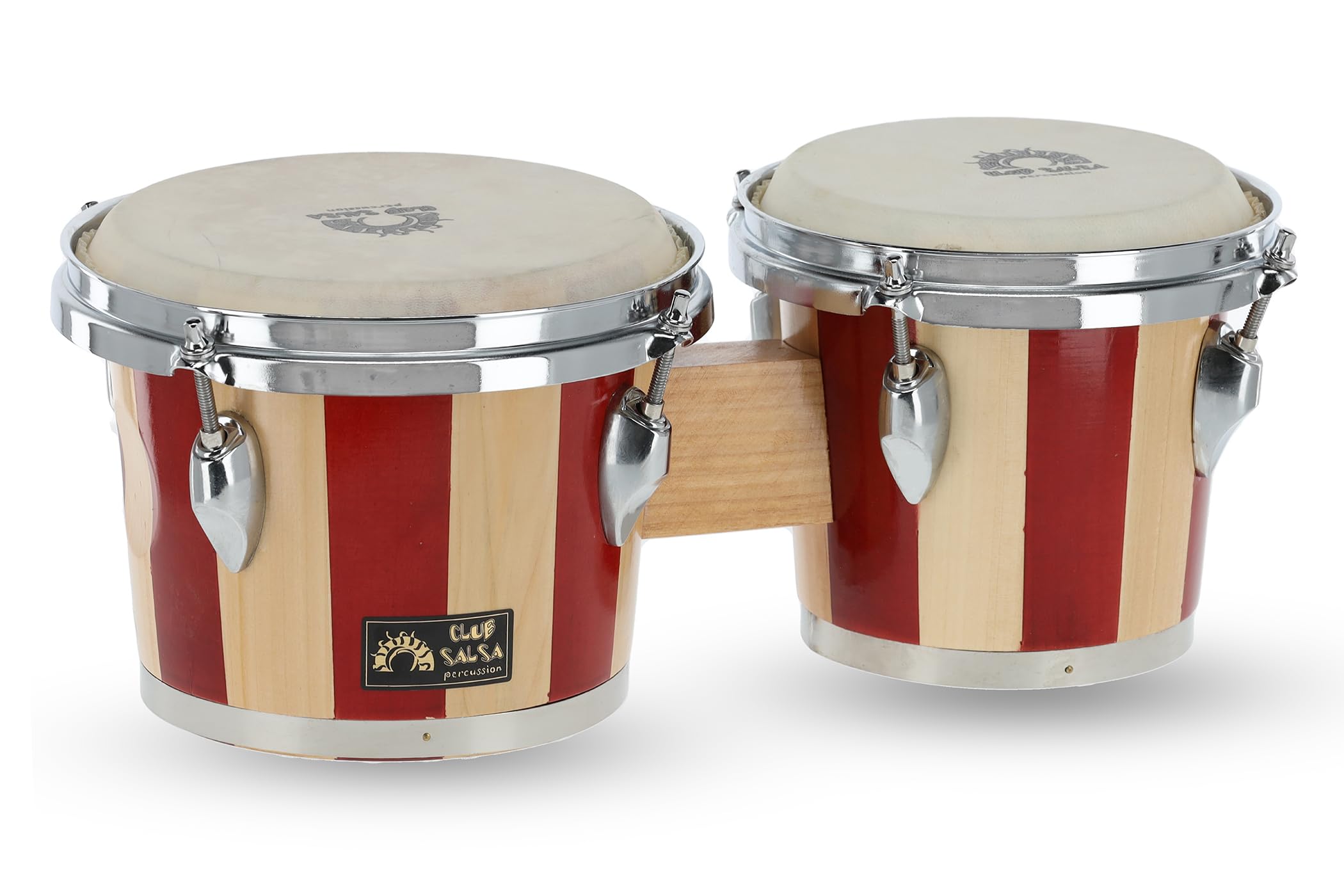 GEWA Bongo Set 7" + 8.5" - Classic retro design - Natural skins - Chrome-plated hardware - natural/red striped - 826000