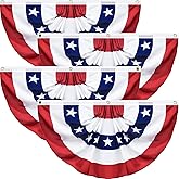 4 Pack USA Pleated Fan Flag, 1.5 X 3 FT American Bunting Flag, 4th of July Patriotic Half Fan Banner Flag Decoration for Fourth July Memorial Independence Day Outdoor Decorations (1.5x3 Feet)