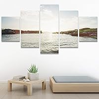 SIGNWIN 5 Panel Canvas Wall Art Coastal Scenery for Home Decorations Ready to Hang - 60