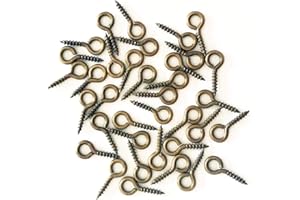IDEALSV Small Screw Eyes Pin Hook Eyelets Screw Threaded Key Chain Hooks 10 x 5mm Mini Screw Eyes Pin Hoop for Jewelry Making Bronze 300 Pack
