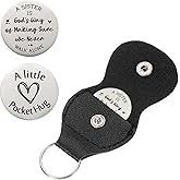 uxcell Heart Pocket Hug Token with Leather Keychain