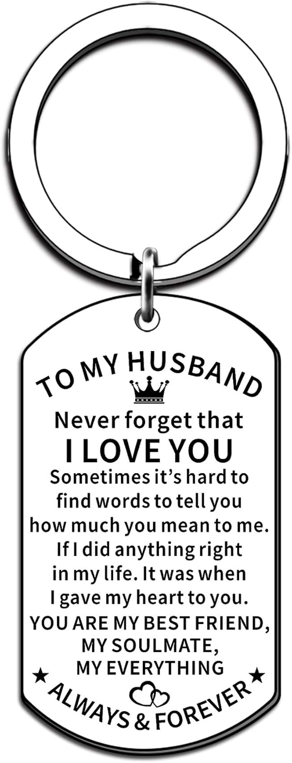 JMIMO Anniversary Keyring Gifts for Him Husband from Wife Valentine's Day Gifts for Husband I Love You Gifts for Him Husband Christmas Birthday Gifts