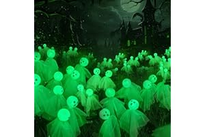 MAOYUE Halloween Decorations Outdoor Halloween Lights 2Packs 12 LED Outdoor Solar Halloween Lights Scary Ghost Lights, Swaying Firefly Halloween Pathway Lights Waterproof for Garden Yard Lawn, Green