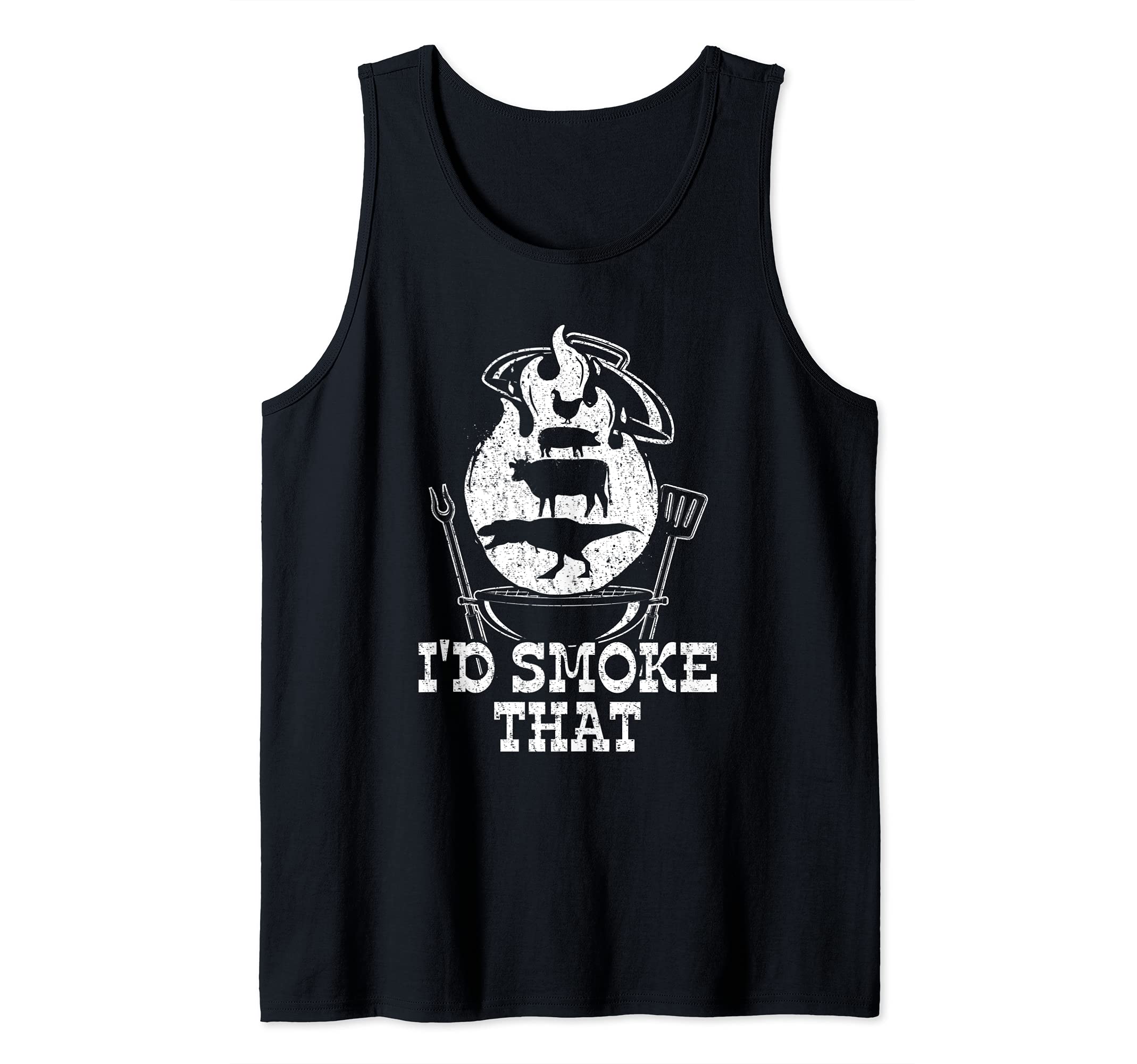 Smoke That Funny BBQ Quote Vintage Retro Meat Smoker Grill Tank Top