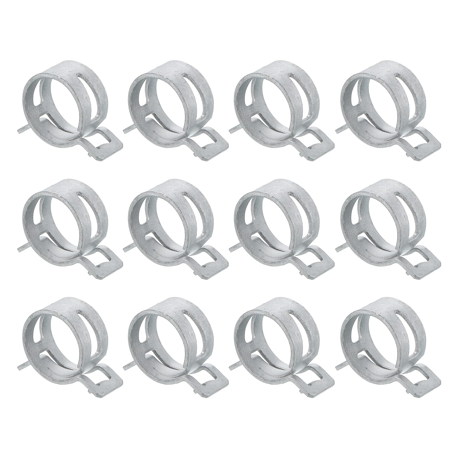 Sourcingmap 12Pcs Spring Band Type Action Fuel/Silicone Vacuum Hose Pipe Clamp, 21mm Low-Pressure Air Spring Hose Clip Clamp for Automotive Oil Pipe Water Pipe, Silver