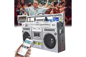 Boombox Retro 80s Style, Portable Cassette Player/AM FM Radio with USB/SD Input, 10M Transmission, 2 Speakers for Home, Party