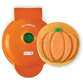 Dash Pumpkin Mini Waffle Maker, 4-Inch Nonstick Cooking Surface, Orange